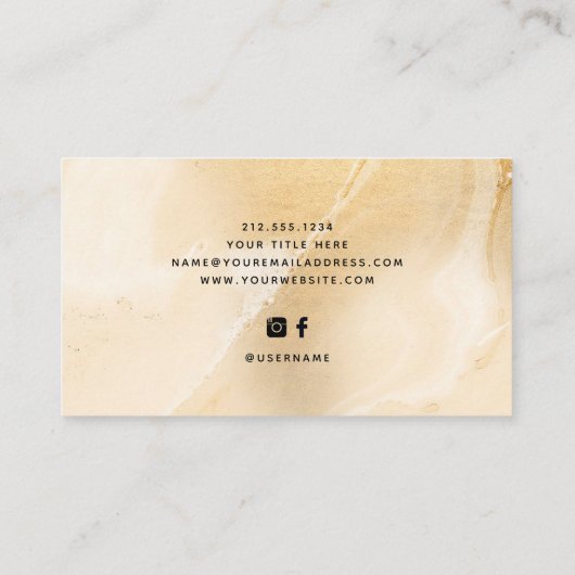 Elegant Faux Gold Marble en modern script Visitekaartje (Achterkant)