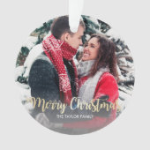 Elegant faux gold Merry-kerstfoto Ornament (voorkant)