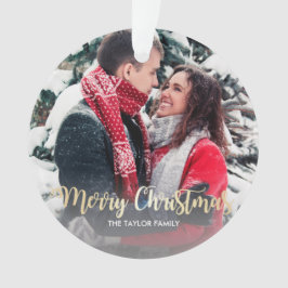 Elegant faux gold Merry-kerstfoto Ornament