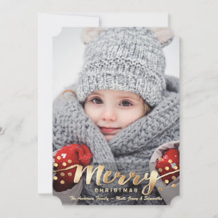 Elegant Faux Gold Merry-kerstfotokaart Feestdagenkaart