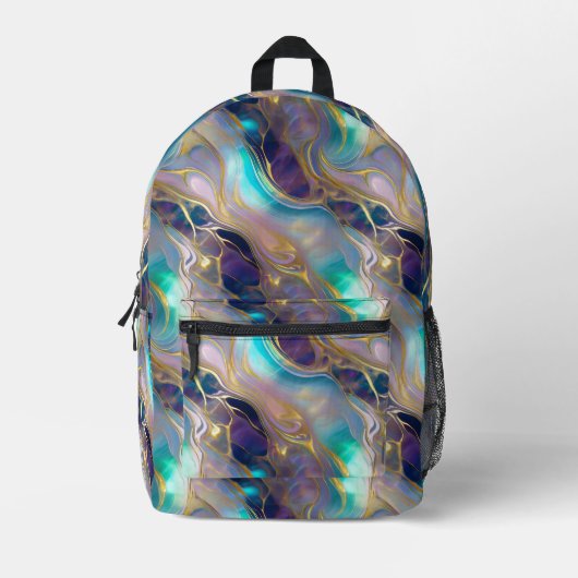 Elegant Faux Gold met Blauwgroen en Paarse Opal St Bedrukte Rugzak (Voorkant)