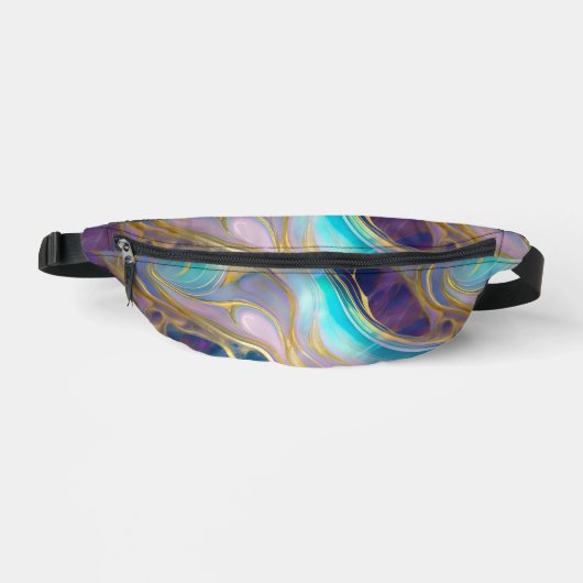 Elegant Faux Gold met Blauwgroen en Paarse Opal St Heuptasje (Voorkant)