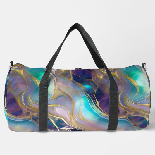 Elegant Faux Gold met Blauwgroen en Paarse Opal St Plunjezak (Voorkant)