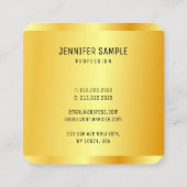 Elegant Faux Gold Metallic look Modern Glamour Vierkante Visitekaartje (Achterkant)