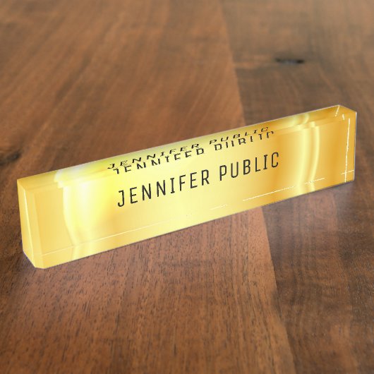 Elegant Faux Gold Metallic look personaliseren Naambordje (Zijkant)