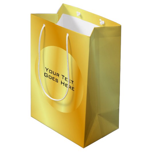 Elegant Faux Gold Metallic look voegt Sjabloon tek Medium Cadeauzakje (Achterkant Gekanteld)