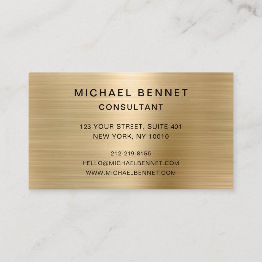 Elegant Faux Gold Metallic Zwart Marmer Consultant Visitekaartje (Achterkant)