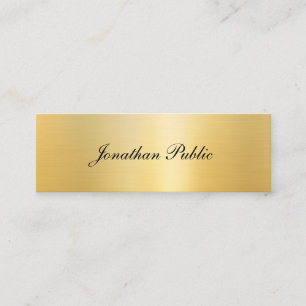 Elegant Faux Gold Modern Handgeschreven Name Sjabl Mini Visitekaartje