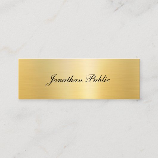 Elegant Faux Gold Modern Handgeschreven Name Sjabl Mini Visitekaartje (Voorkant)