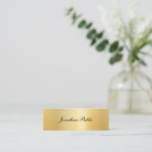 Elegant Faux Gold Modern Handgeschreven Name Sjabl Mini Visitekaartje (Staand voorkant)
