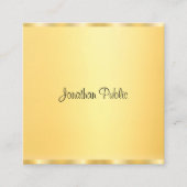 Elegant Faux Gold Modern Handgeschreven Script Tre Vierkante Visitekaartje (Voorkant)