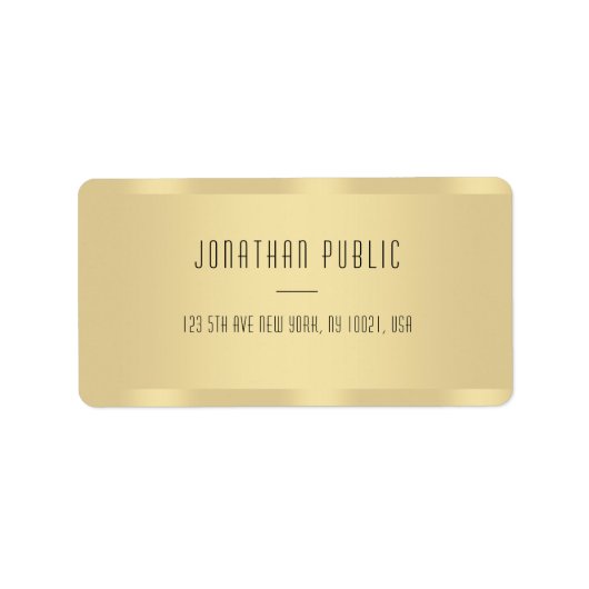 Elegant Faux Gold Modern minimalistische Sjabloon Etiket (Voorkant)