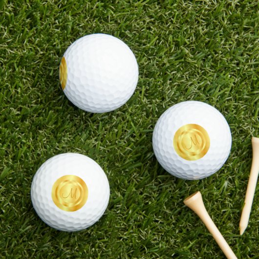 Elegant Faux Gold Modern Monogram Aangepaste Sjabl Golfballen (Insitu Gras)
