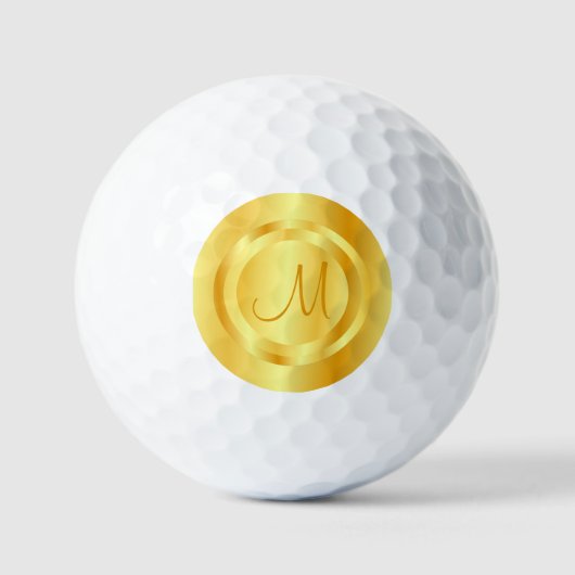 Elegant Faux Gold Modern Monogram Aangepaste Sjabl Golfballen (Voorkant)