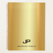 Elegant Faux Gold Modern Monogram Naam Sjabloon Planner (Voorkant)