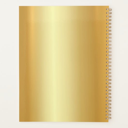 Elegant Faux Gold Modern Monogram Naam Sjabloon Planner (Achterkant)