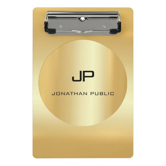 Elegant Faux Gold Modern Monogram Sjabloon Mini Klembord (Voorkant)