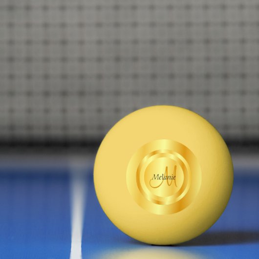 Elegant Faux Gold Modern Monogram Sjabloon Pingpongbal (Net)