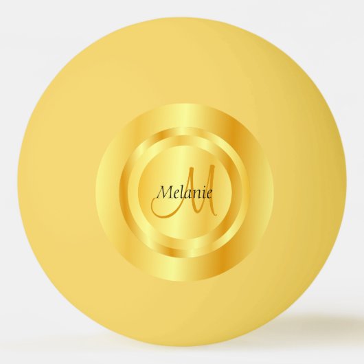 Elegant Faux Gold Modern Monogram Sjabloon Pingpongbal (Voorkant)