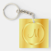 Elegant Faux Gold Modern Monogram Sjabloon Sleutelhanger (voorkant)