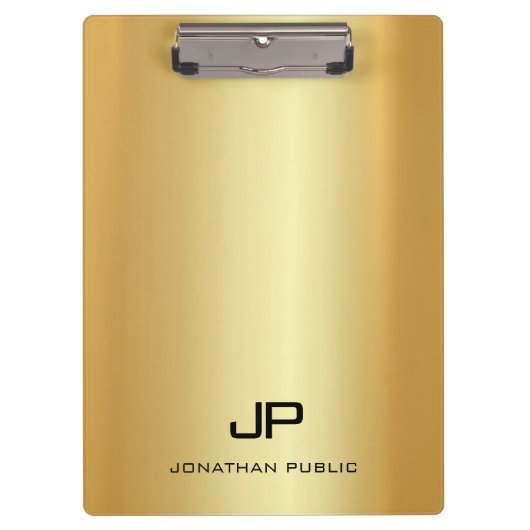 Elegant Faux Gold Modern Monogram Sjabloon Trendy Klembord (Voorkant)