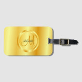 Elegant Faux Gold Modern Monogrammen Sjabloon Bagagelabel (Voorkant (horizontaal))