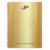 Elegant Faux Gold Modern Monogrammen Sjabloon Notitieboek (Voorkant)