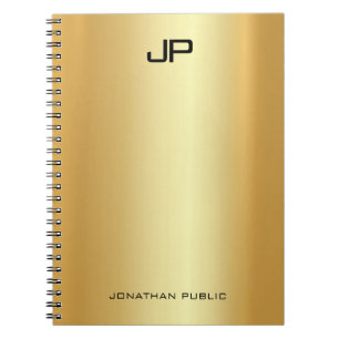 Elegant Faux Gold Modern Monogrammen Sjabloon Notitieboek