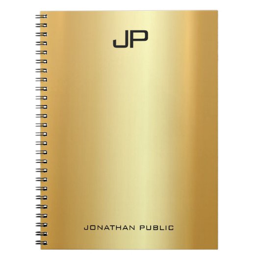 Elegant Faux Gold Modern Monogrammen Sjabloon Notitieboek (Voorkant)