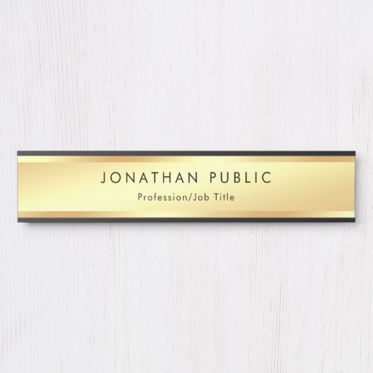 Elegant Faux Gold Modern Professional Sjabloon Deurbordje (Voorkant)