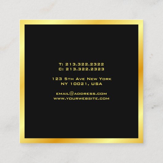 Elegant Faux Gold Modern Sjabloon Trendy Vierkante Visitekaartje (Achterkant)