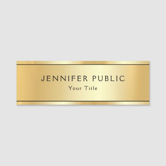Elegant Faux Gold Modern Trendy Custom Sjabloon Naamplaatje (Voorkant)