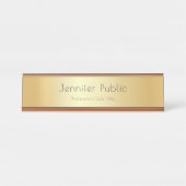 Elegant Faux Gold Moderne Sjabloon Professional Bureau Naambordje (Voorkant)