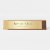 Elegant Faux Gold Moderne Sjabloon Professional Bureau Naambordje (Voorkant)