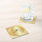 Elegant Faux Gold Monogram Moderne Sjabloon Kartonnen Onderzetters (Insitu)