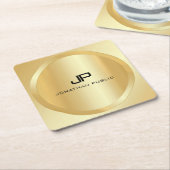 Elegant Faux Gold Monogram Moderne Sjabloon Kartonnen Onderzetters (Schuin)