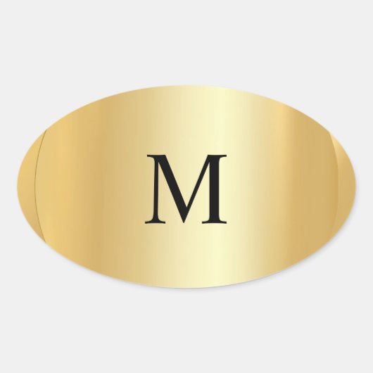 Elegant Faux Gold Monogram Sjabloon Ovale Sticker (Voorkant)