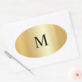 Elegant Faux Gold Monogram Sjabloon Ovale Sticker (Envelop)