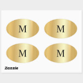Elegant Faux Gold Monogram Sjabloon Ovale Sticker (Vel)