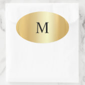 Elegant Faux Gold Monogram Sjabloon Ovale Sticker (Tas)
