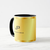 Elegant Faux Gold Monogram Sjabloon Trendy Mok (Voorkant links)