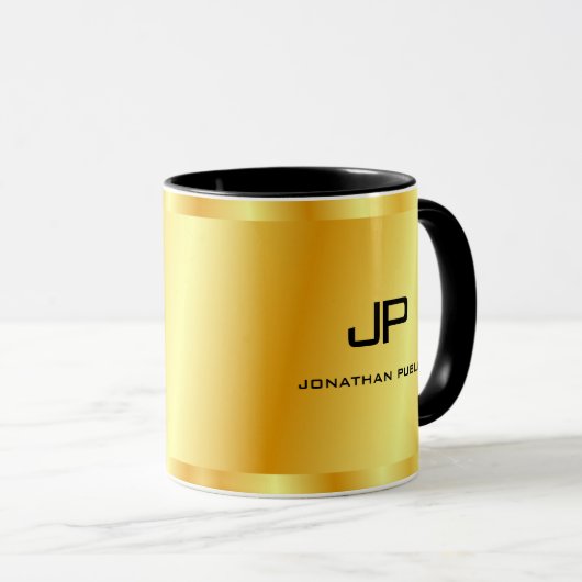 Elegant Faux Gold Monogram Sjabloon Trendy Mok (Voorkant rechts)