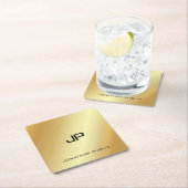 Elegant Faux Gold Monogrammed Moderne Sjabloon Kartonnen Onderzetters (Insitu)