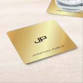 Elegant Faux Gold Monogrammed Moderne Sjabloon Kartonnen Onderzetters (Schuin)