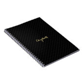 Elegant Faux Gold Name Black Check Patroon Notitieboek (Rechterzijde)