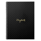 Elegant Faux Gold Name Black Check Patroon Notitieboek (Voorkant)