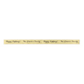 Elegant Faux Gold Name Happy Birthday Gift Wrap Satijnen Lint (Voorkant)