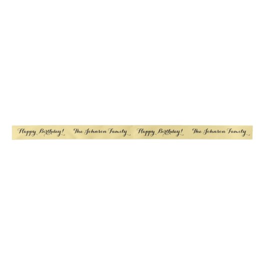 Elegant Faux Gold Name Happy Birthday Gift Wrap Satijnen Lint (Voorkant)