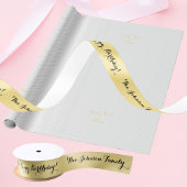 Elegant Faux Gold Name Happy Birthday Gift Wrap Satijnen Lint
