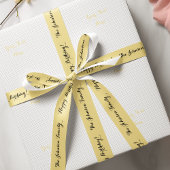 Elegant Faux Gold Name Happy Birthday Gift Wrap Satijnen Lint